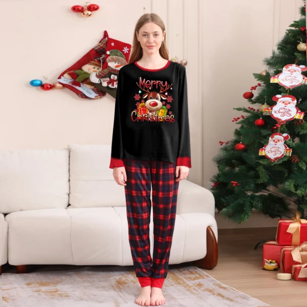 Black & Red Plaid Matching Pajama Pants – Cozy Family Lounge Sets for Autumn & Christmas - Image 4