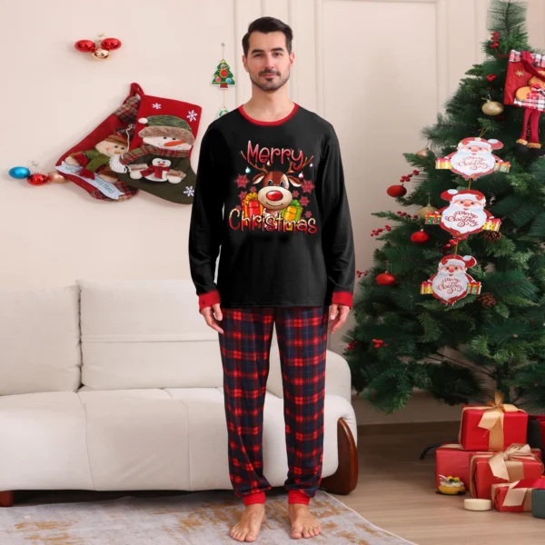 Black & Red Plaid Matching Pajama Pants – Cozy Family Lounge Sets for Autumn & Christmas - Image 3