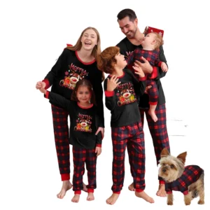 Black & Red Plaid Matching Pajama Pants – Cozy Family Lounge Sets for Autumn & Christmas