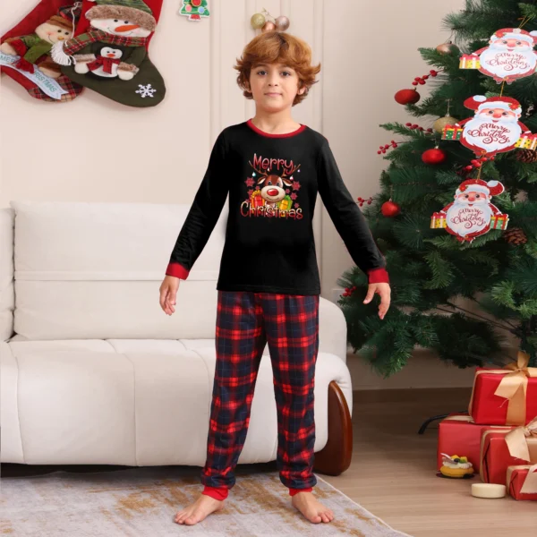 Black & Red Plaid Matching Pajama Pants – Cozy Family Lounge Sets for Autumn & Christmas - Image 2