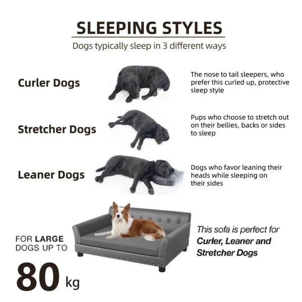 Luxury Elevated Dog Bed Sofa – Microfiber Leather Snuggle Lounge with Removable Cushion - Image 6