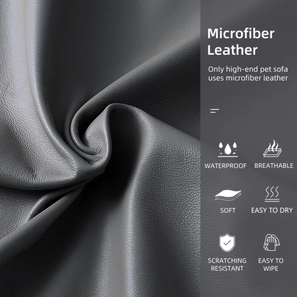 Luxury Elevated Dog Bed Sofa – Microfiber Leather Snuggle Lounge with Removable Cushion - Image 4