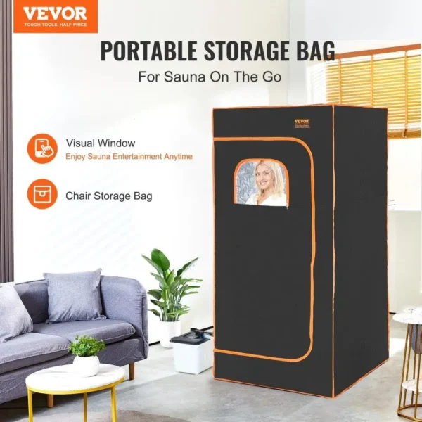 Portable Full-Size Steam Sauna with Chair – 1600W Home Spa Kit - Image 3