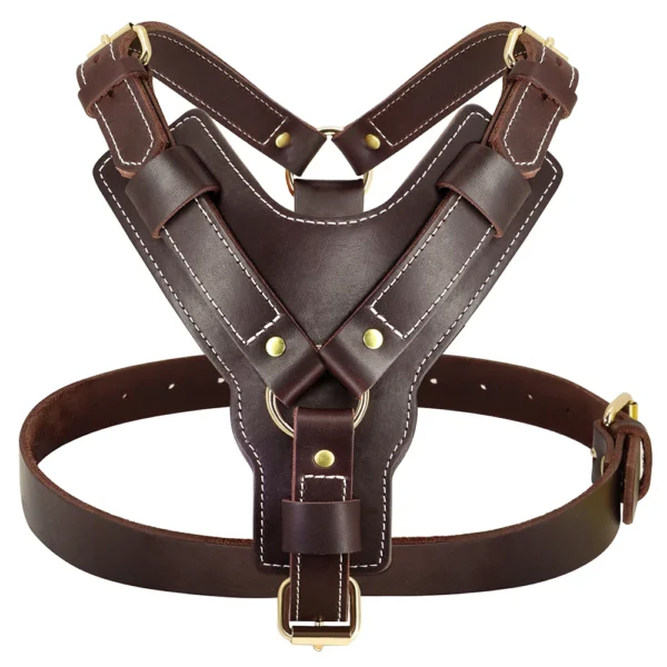 Premium Genuine Leather Dog Harness – Adjustable No-Pull Vest for Large Breeds - Image 3